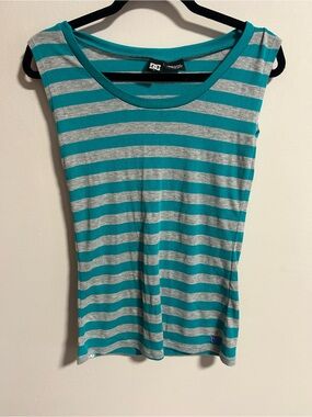 DC Teal and Light Gray Striped Tank Top